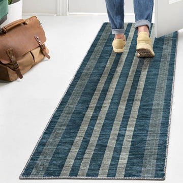 Vichy Geometric Striped Machine-washable Area Rug